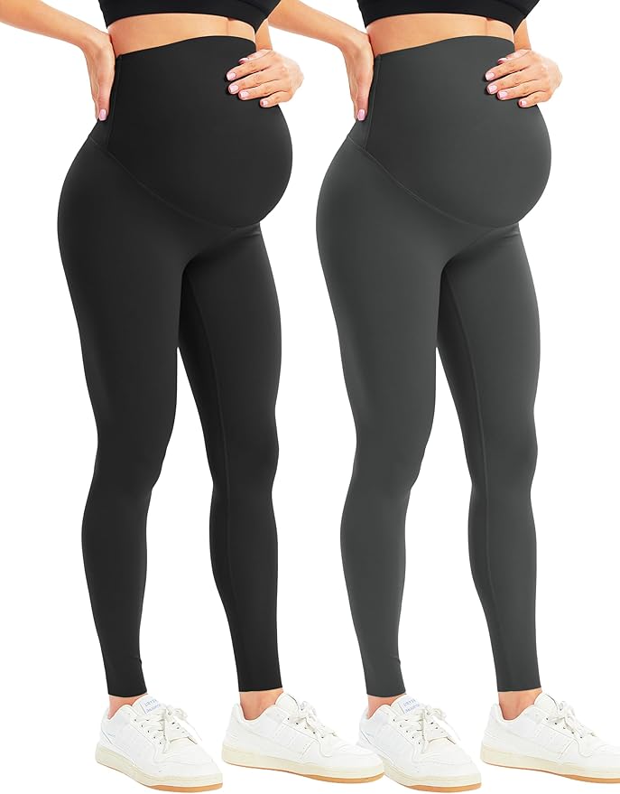 BONVIGOR Women's Maternity Leggings Over The Belly Bump Workout Full Length Leggings Running Active Yoga Pants