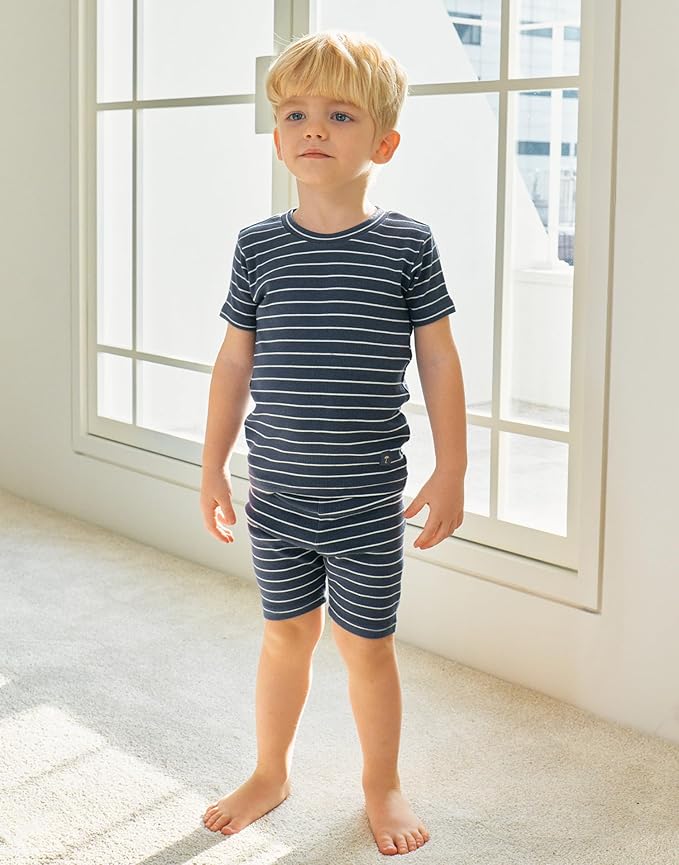 moimoln Stripe Pajamas Set 12M-8Y Ribbed Unisex Baby & Toddler, Soft Viscose, Snug-Fit, Everyday Sleepwear