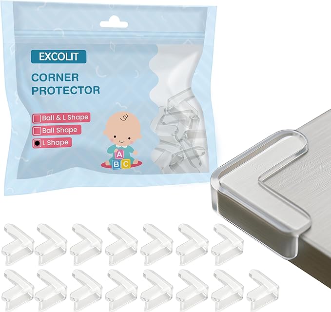 15 Pack Corner Protector Baby Safety Set – Clear Corner Protectors & Table Corner Protectors for Furniture, Baby Proof Corners and Edges, Transparent Corner Protector Baby Guards (L Shaped)