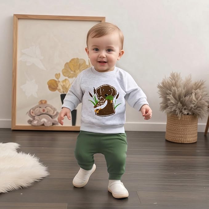 Baby Boy Fall Clothes Set Long Sleeve Crewneck Sweatshirts Pants Cute Infant Newborn Outfits 6 12 18 24 Months 2T