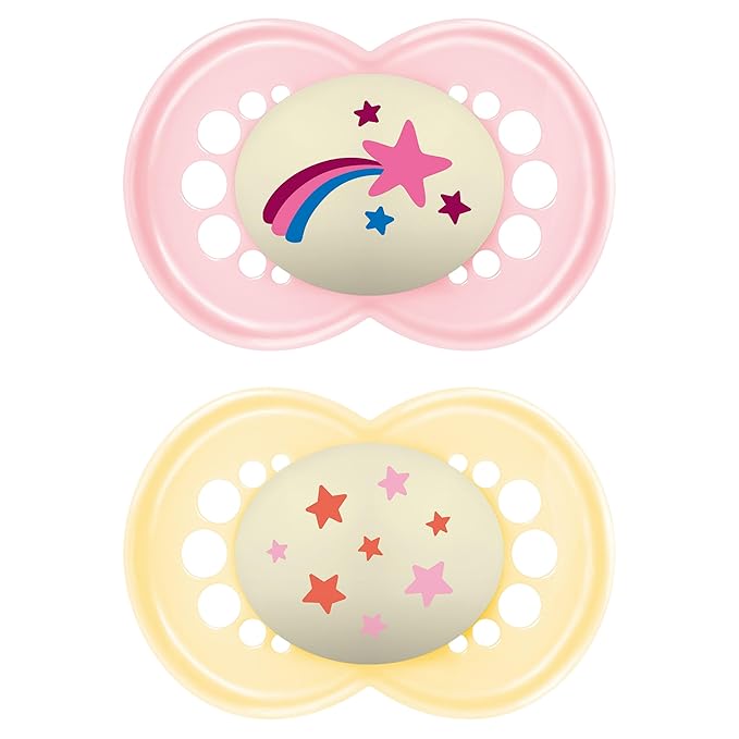 MAM Original Baby Pacifiers 6-16 Months, Binky for Newborn Babies, BPA-Free Skin Soft Silicone Nipple, Glows in The Dark, Developed with Medical Experts, 2 Count, Sterilizer Case, Made in Europe