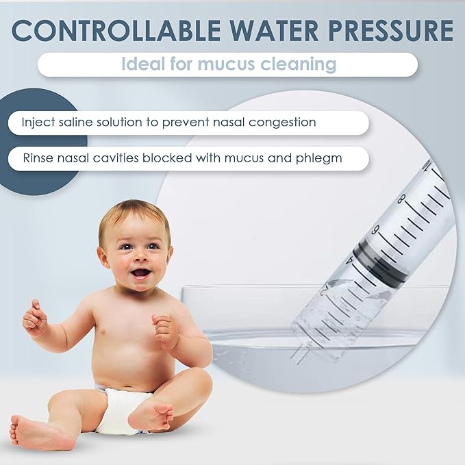 Bluet B - Baby Nasal Syringe (4-Pack) - Safe Silicone Nasal Aspirator for Newborn - Infant Mucus Removal - 10ml Nose Cleaner Syringe for Baby - Toddler Congestion Relief - Reusable Tips - White