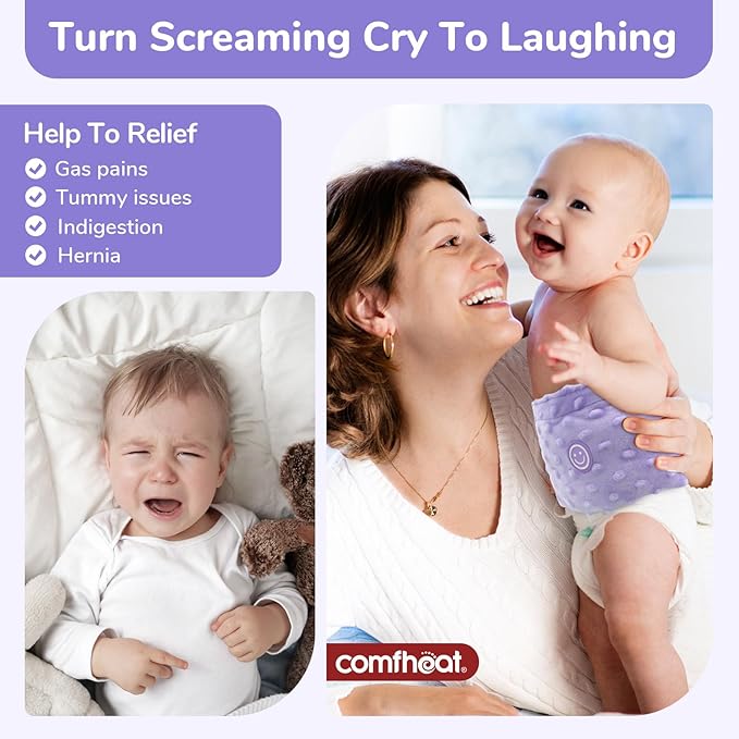 Colic and Gas Relief for Newborns and Infants, Flaxseed Heated Tummy Wrap, Baby Swaddling Belt with Soothing Warmth, Natural Relief for Upset Stomach in Babies and Toddlers, 0-3 Years (Puple)
