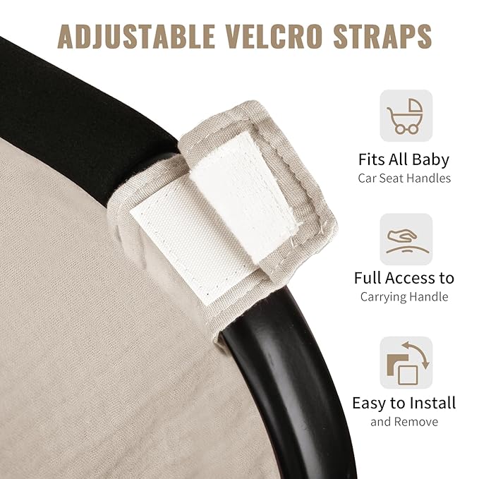 Metplus Muslin Car Seat Cover for Babies - Carseat Stroller Cover Infant Stroller Covers for Boys and Girls, Breathable & Lightweight, Fits Most Strollers & Baby Car Seats
