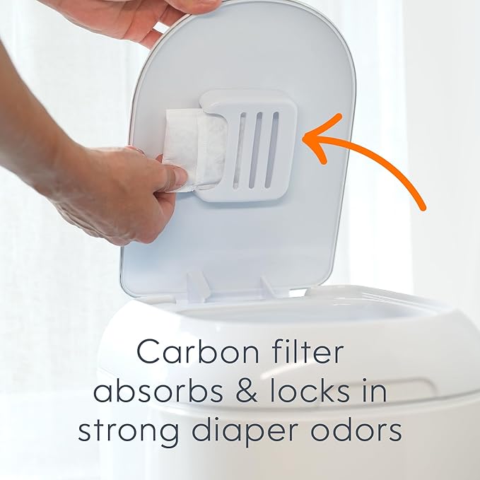 Diaper Genie Platinum Diaper Pail Gift Set | Hands-Free Odor Control with Foot Pedal | Stainless Steel Baby Diaper Pail | Includes 2 Easy Roll Refills 48 Bags Total | Baby Registry Must-Have