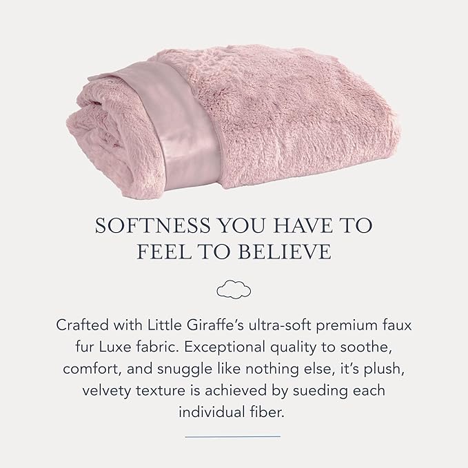 Little Giraffe Luxe Baby Blanket – 29x35” Satin Trim, Dusty Pink | Ultra-Soft, Hypoallergenic Stroller & Nursery Blanket | Perfect for Newborns & Toddlers