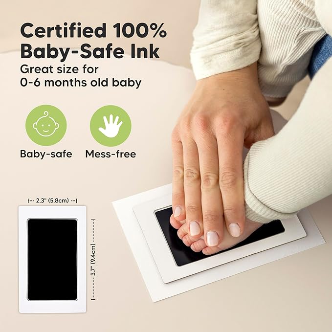 Inkless Hand and Footprint Kit, Boy, Girl, Newborn Keepsake - No Mess Ink Pad for Baby Handprint,Clean Touch Paw Print Kit for Dog Picture Frame,Personalized Baby Christmas Shower Gifts(Vintage White)