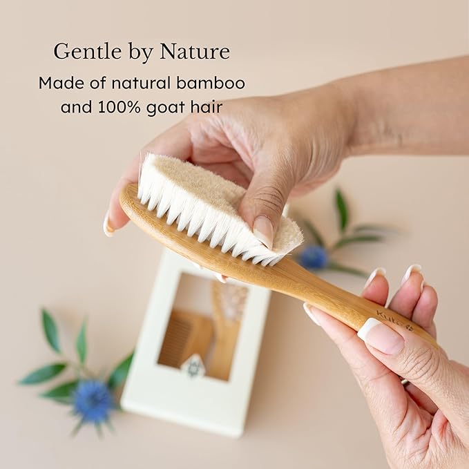 Kyte Baby Cradle Cap Brush Made with Natural Goat Hair Bristles and a Bamboo Brush Handle