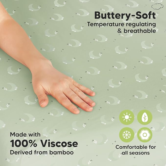 Pack and Play Sheets Fitted - 2-Pack Mini Crib Sheets for Pack N Play Mattress 38x26, Soft & Cozy, Neutral Toddler Playard Bedding, Snug Fitted Mini Baby Crib Mattress Cover Boy, Girl (Lunaris)