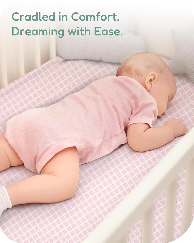 Crib Sheets 2 Pack, Fitted Crib Sheet for Standard Crib Mattress 28x52x9, Ultra Soft Jersey Knit, Breathable Stretchy Deep Pocket, Snug Fit Stays Put, Baby Crib Mattress Sheet