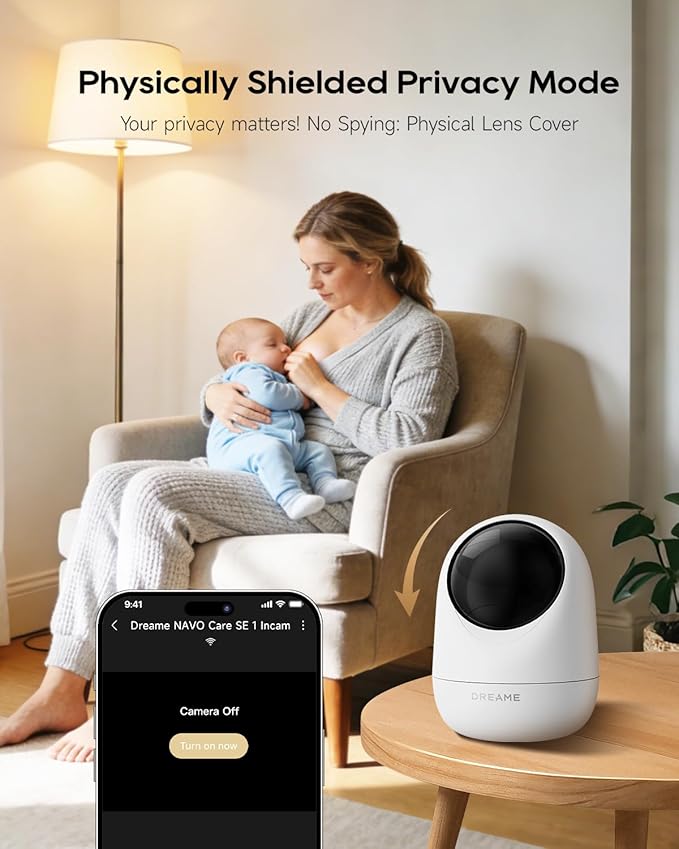 DREAME Pet Dog Camera, 2K 3MP Indoor Security Camera Motion Detection, 5G/2.4G Dual-Band Wi-Fi, Physical Privacy Mode, Night Vision, 2-Way Audio, Cloud & SD Card Storage, Works with Alexa & Google