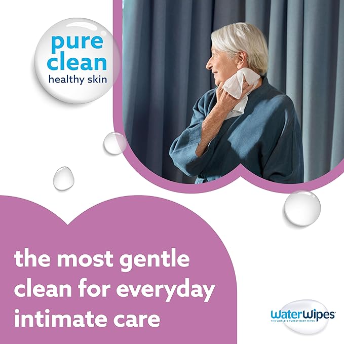 WaterWipes Sensitive+ Body & Intimate Wipes, 3-In-1 Cleans, Cares, Protects, 99.9% Water, Unscented & Hypoallergenic Hygiene Wet Wipes, Adult Care, 30 Wipes (1 Packs)