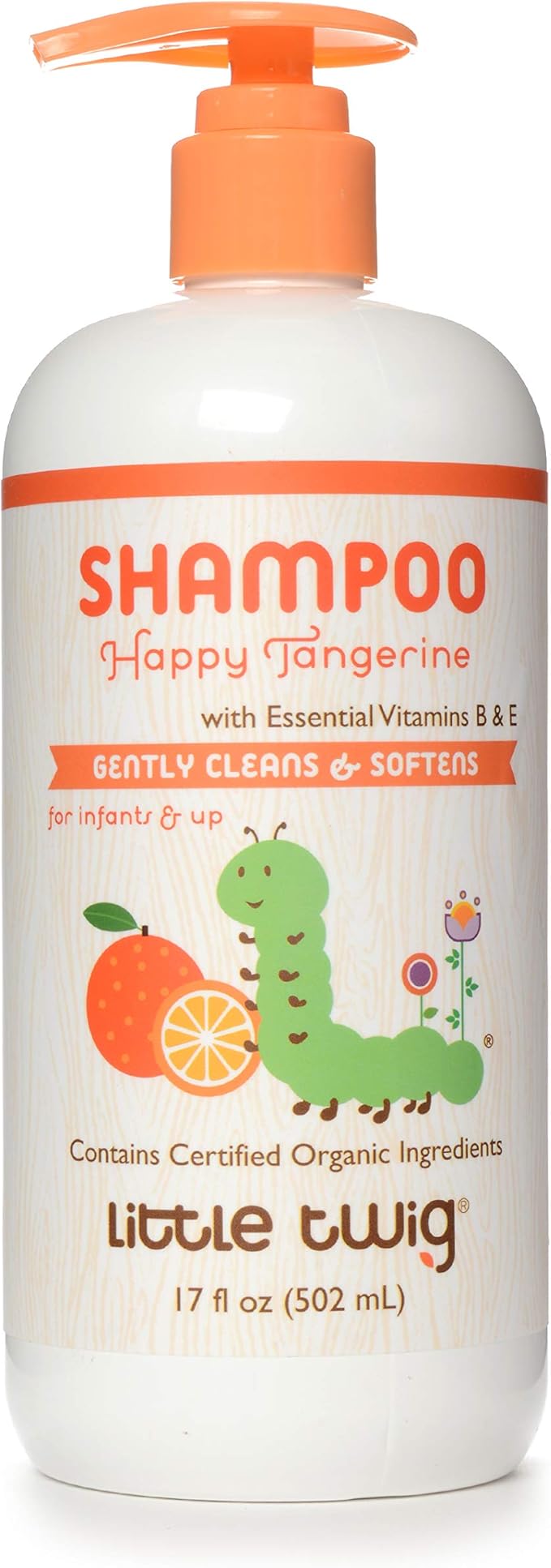 Little Twig Happy Tangerine Shampoo, Hair Shampoo with Natural Plant Derived Formula, Vegan, Gluten-Free, Perfect for Newborns, 17 fl. oz.