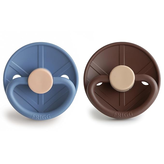 FRIGG Little Viking SilkySoft Silicone Baby Pacifier 2-Pack | Made in Denmark | BPA-Free (Ocean View/Cocoa, 0-6 Months)