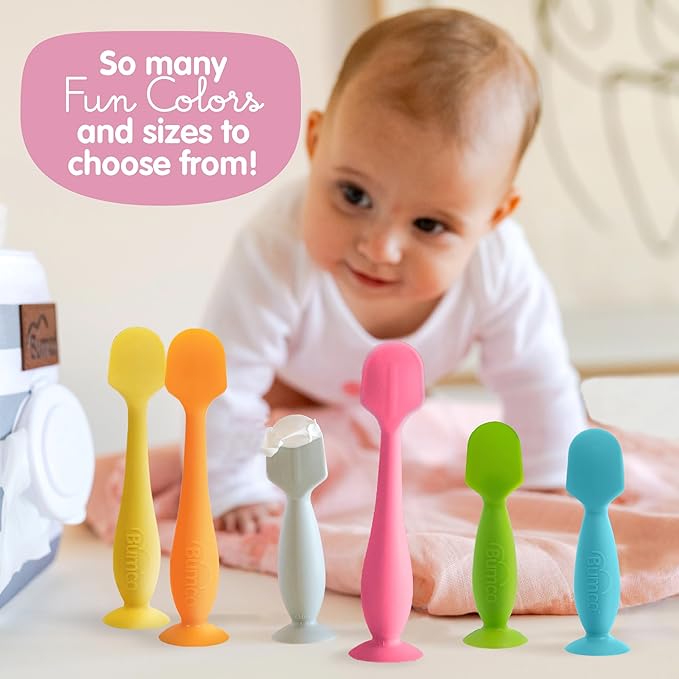Bumco Baby Bum Brush + Mini Diaper Cream Spatula with Case - BPA-Free Butt Spatula Baby, Soft Diaper Spatula, Baby Diaper Cream Applicator, Mom-Invented Diaper Bag Essentials, Butt Spatula