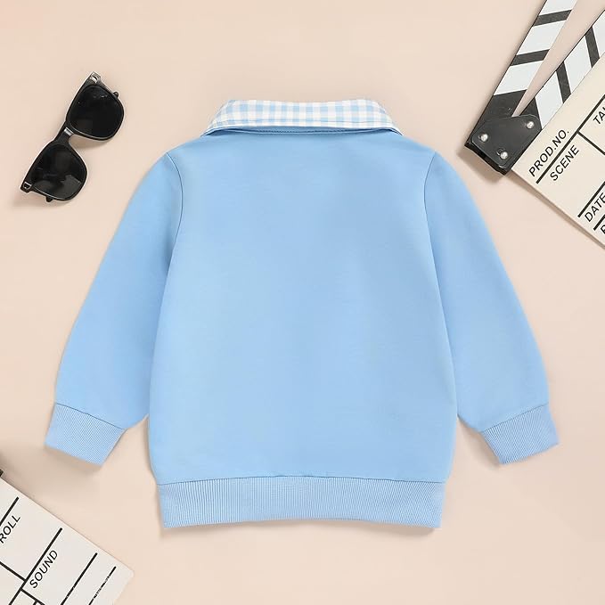Toddler Boy Quarter Zip Collared Pullover Long Sleeve Fall Winter Baby Boy Clothes Outfit 12M-4T