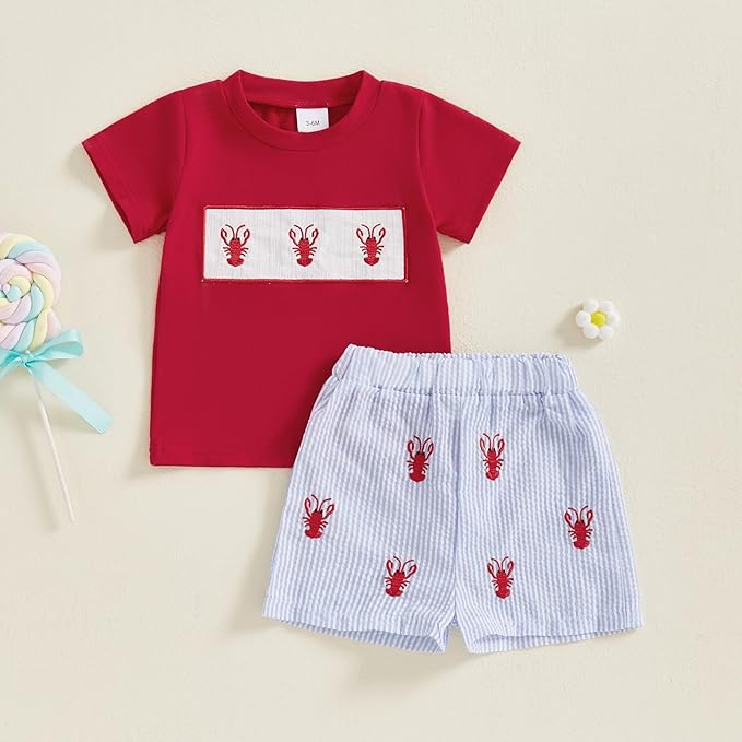 fhutpw Toddler Baby Boy Summer Clothes Tractor Letter Short Sleeve T-Shirt Tops Pockets Casual Shorts Set Infant Outfits