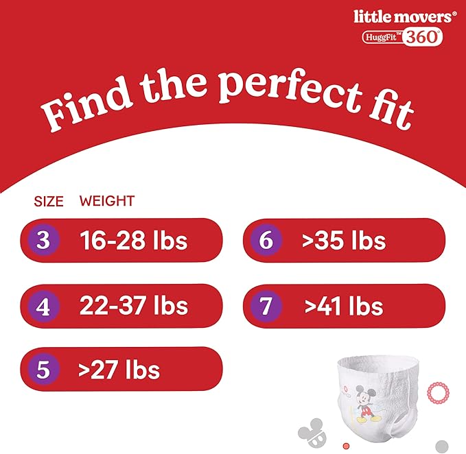 Huggies Size 7 Baby Diapers, Little Movers HuggFit 360° Baby Diapers with 360° Waistband, Size 7 (41+ lbs), 14 Count, Packaging May Vary