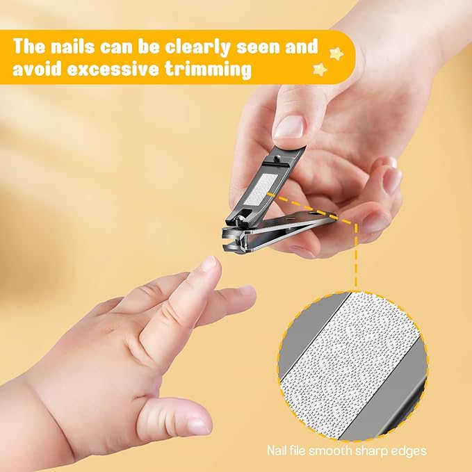 FVION Baby Nail Clippers - Stainless Steel Kids Nail Clippers Trimmer, Small Jaw Children Fingernail Clippers for Toddler, Infant, Babies - Safe Nail Grooming Tool - Black