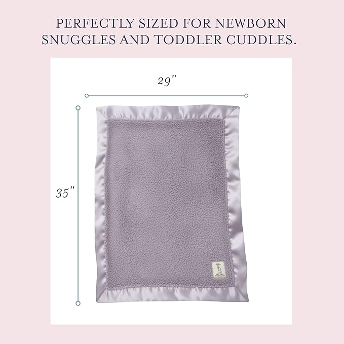 Little Giraffe Chenille Baby Blanket – 29x35” Soft Chenille with Satin Trim, Lavender | Ultra-Soft, Gentle & Safe, Lightweight & Breathable for Newborns & Toddlers