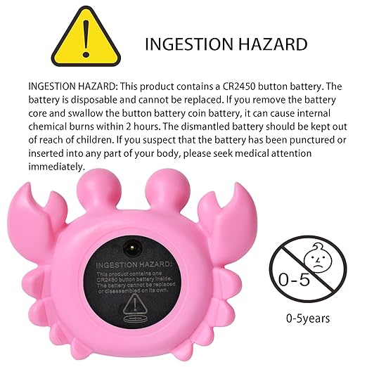 Baby Bath Thermometer Crab Toy - Digital Floating Water Thermometer with LED Display & Color Alerts for Infants, Cute Bath Tub Sensor & Safe Bath Time Essential Toy