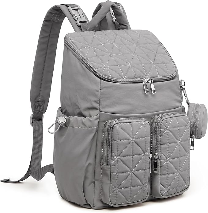 G4Free Diaper Bag Backpack for Moms Dads Travel Baby Bag with Pacifier Case & Insulated Pockets,Grey