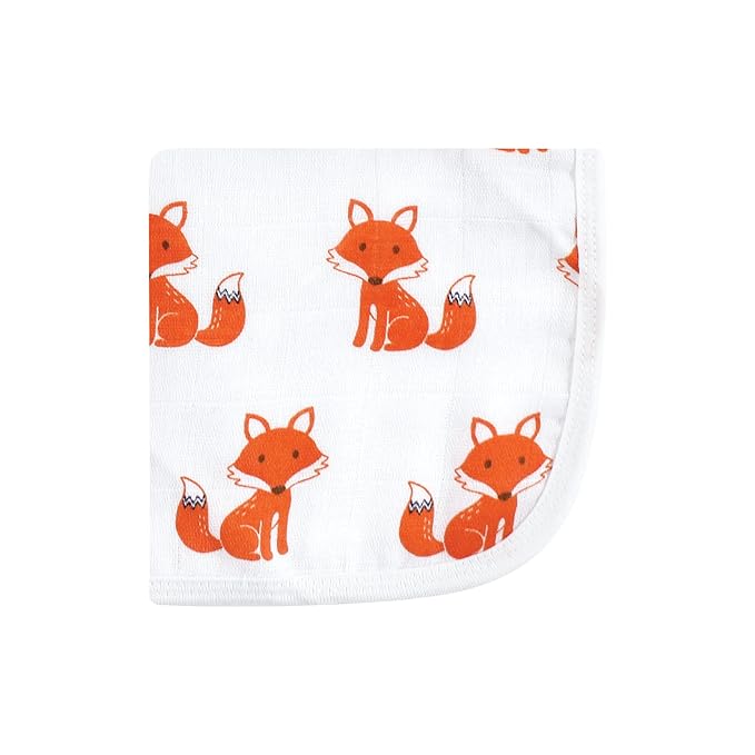 Hudson Baby Unisex Baby Cotton Muslin Washcloths, Foxes, One Size