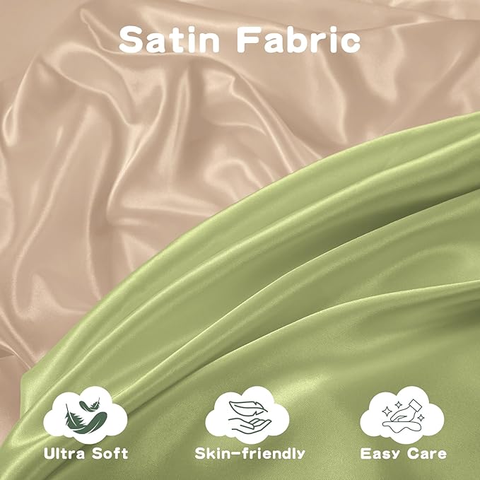 SiinvdaBZX 2 Pack Changing Pad Cover for Baby Girls Boys, Satin Silky Soft Changing Table Covers 32"x16"+5" Diaper Changing Pad Sheets, Beige & Sage Green