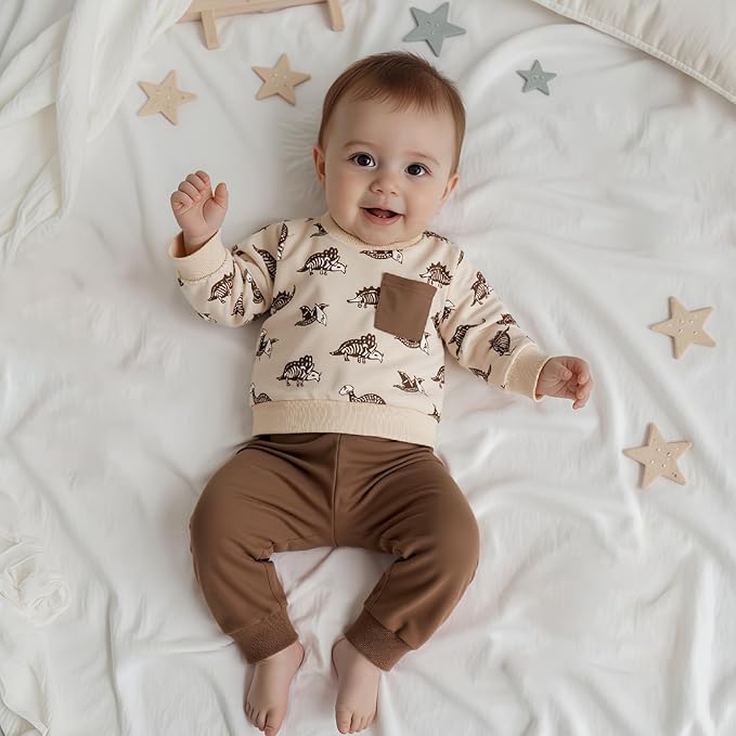 Infant Baby Boy Fall Clothes Set Funny Letter Sweatshirt Pant Outfit Toddler Winter Clothes 6 12 18 Months 2T 3T