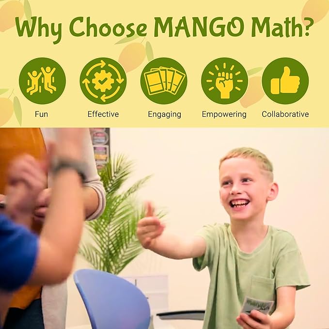 MANGO Math 15® - Math Flash Cards - Educational Math Games for Kids - Multiplication, Division, Fractions Learning Kit -2nd 3rd 4th Grades - Kids 6-12 - Set of 15 Games - English Version