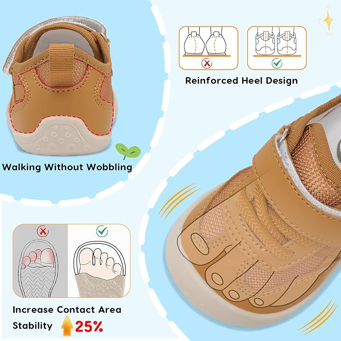 Scurtain Baby Shoes Boy Girl First Walking Shoe Infant Crib Breathable Sneakers Lightweight Barefoot Shoes for Babies