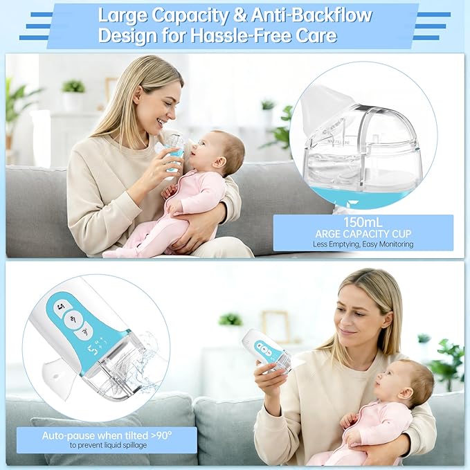 Nasal Aspirator for Baby, 2026 Upgraded Nose Cleaner with Powerful Suction, 2-in-1 Electric Nose Sucker with Large-Capacity Collector and AI Pause Function,Baby Nose Aspirator with Music-Blue