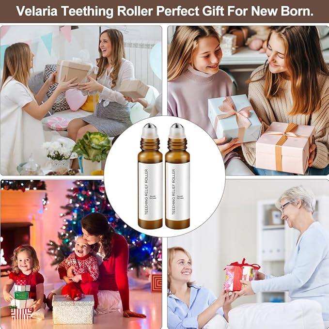 zxbaers 2PCS Teething Roller All Natural for Babies, Natural Pain Relief Roller, Teething Relief Roller, A Thousand Roses Teething Roller Oil