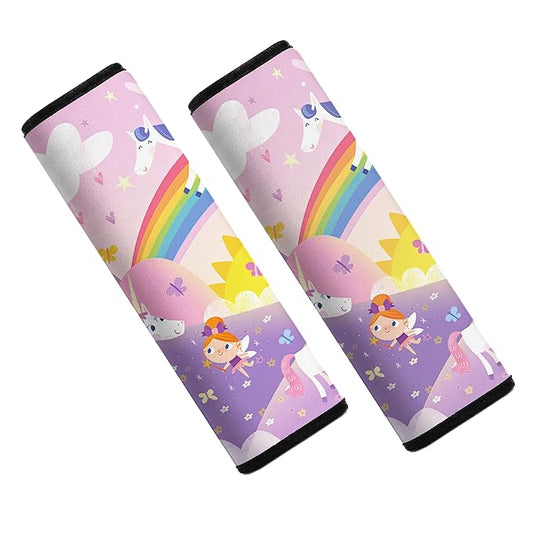 Seat Straps Shoulder Pads for Kids - Seat Belt Cover Pad, Perfect for Car Booster Seats, Strollers, High Chair, Backpacks, and More, Unicorn