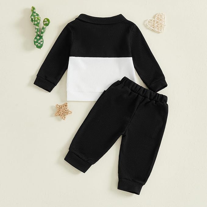 Baby Boy Toddler Fall Outfit Striped Sweatshirt Toddler Boy Winter Waffle Clothes 3 6 12 18 Months 2 3 T Pant Set