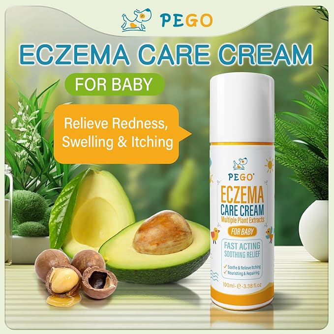 AOAO Baby Eczema Cream - Kids Eczema Therapy & Relief Body Cream, Nourishing Skin Protectant Soothes & Relieves Dry, Hypoallergenic, Fragrance & Steroid-Free (100ml, Fl Oz, 3.38) (White+)