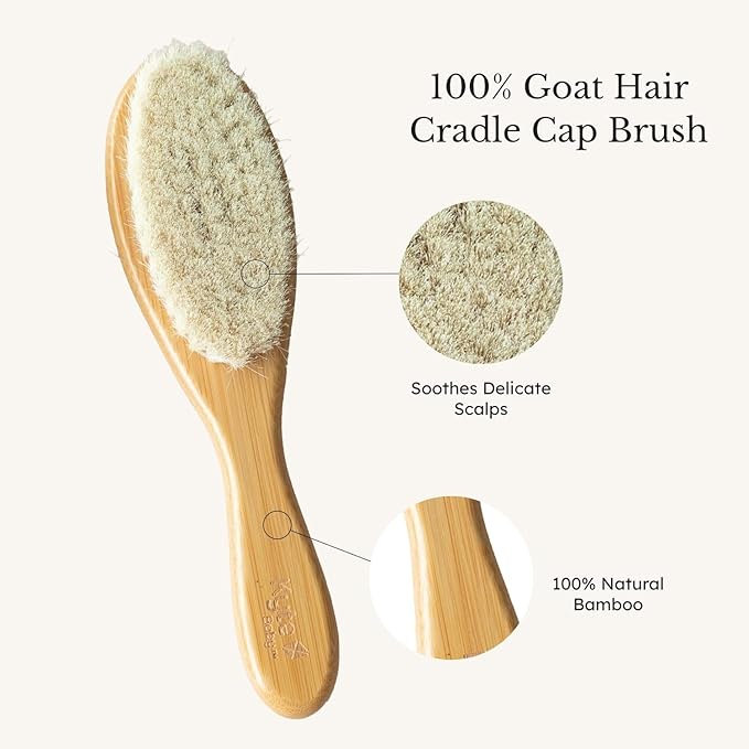 Kyte Baby Cradle Cap Brush Made with Natural Goat Hair Bristles and a Bamboo Brush Handle