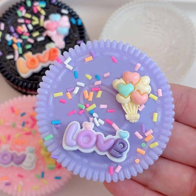 Sticky Cookie Squishies Fidget Toys Adults, Squeeze Toys Fidget Toys for Autism, Stress Balls for Adults Fidgets Birthday Easter Basket Stuffers(3 Pack Pink Black Purple)