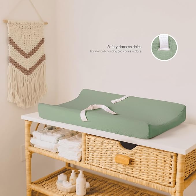 lulumoon Muslin Changing Pad Cover: 2-Pack Soft Breathable Cotton Boho Forest Print for Baby Boys - Nursery & Baby Shower