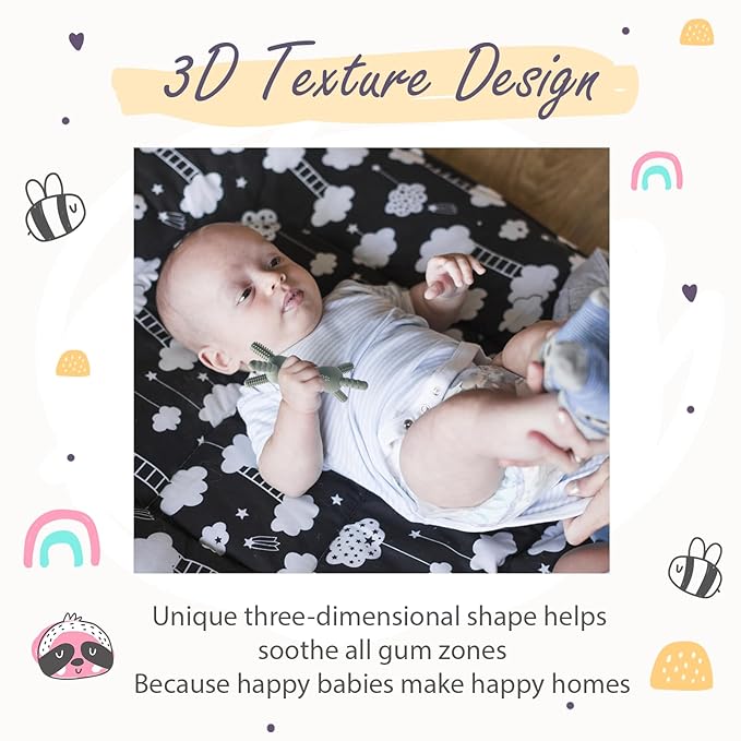 3D Baby Teether, BPA-Free Multi-Texture Silicone Teething Stick Toy,360-Degree Textured Design, Easy-Grip Design for Infants and Toddlers (Blue, 3D)