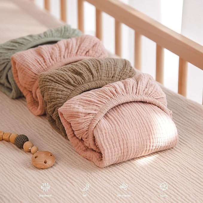 lulumoon Muslin Changing Pad Cover: 2-Pack Soft Breathable Cotton Boho Forest Print for Baby Boys - Nursery & Baby Shower