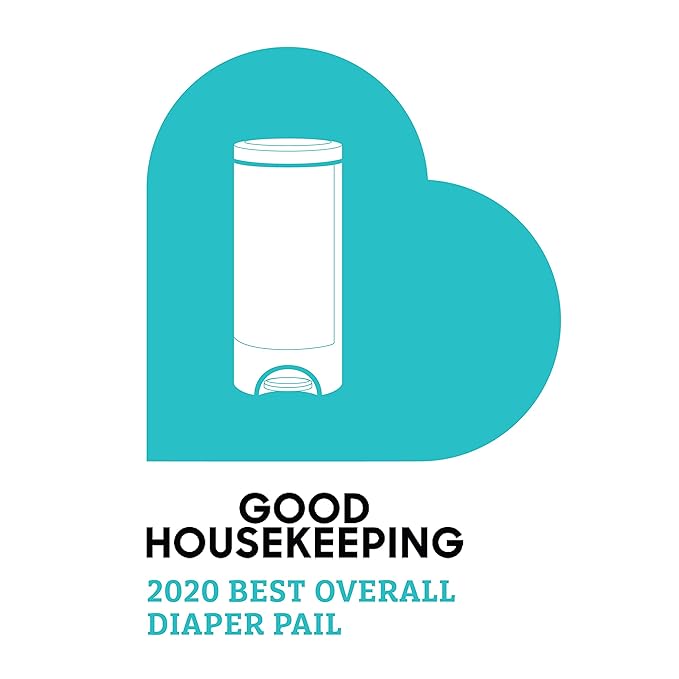 Munchkin® STEP™ Diaper Pail Powered by Arm & Hammer, #1 in Odor Control, Award-Winning, Includes 7 Snap, Seal & Toss™ Bags, 1 Starter Refill Ring, and 1 PUCK™ Baking Soda Cartridge