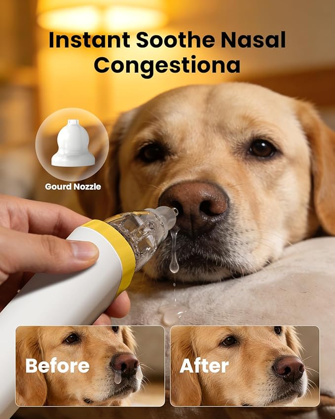 GROWNSY Electric Nasal Aspirator for Pet, Whisper-Quiet Nose & Ear Suction for Dogs, Cats, Puppies & Kittens, Adjustable Suction, Food-Grade Silicone, Relieve Congestion, Clear Milk, Clean Ears