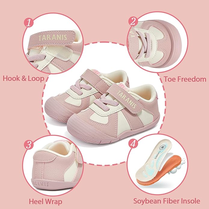 TARANIS Infant/Toddler Shoes Baby Sneaker Boy Girl First Walking Shoes Lightweight Non-Slip Newborn Crib Shoes