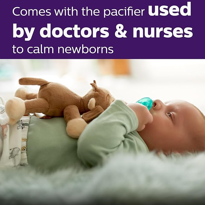 Philips AVENT Soothie Snuggle Pacifier Holder with Detachable Pacifier, 0m+, Monkey, SCF347/02