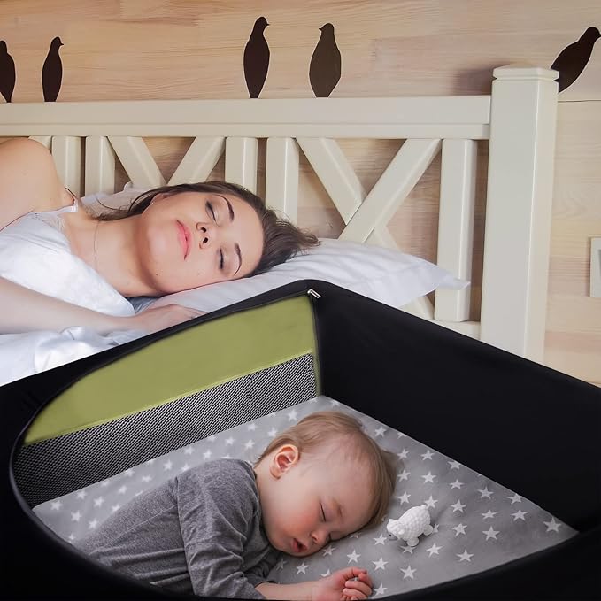 Crib Blackout Cover for Pack N Play - Travel Crib Cover, Breathable Baby Netting Cover/Tent for Indoor or Outdoor Portable Stretchy Blackout Tent, Net Curtains
