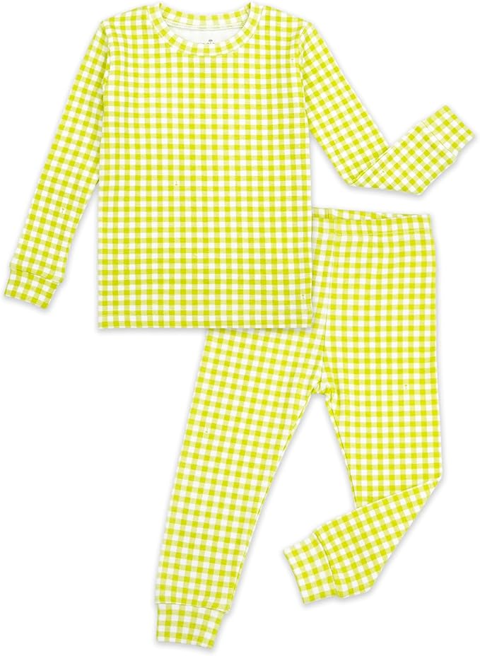 moimoln Baby Toddler Pajama Set Snug-Fit Cotton Modal Sleepwear, Leopard, Check & Solid Mix (6M-8Y, 1/2 Pack)