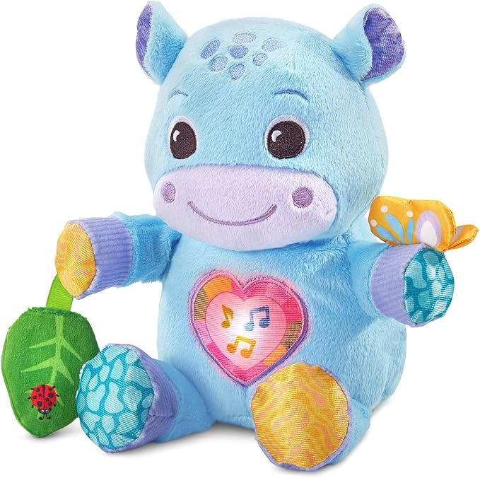 VTech Baby Hug-a-Hippo Musical Plush Toy with Lights and Textures, Blue