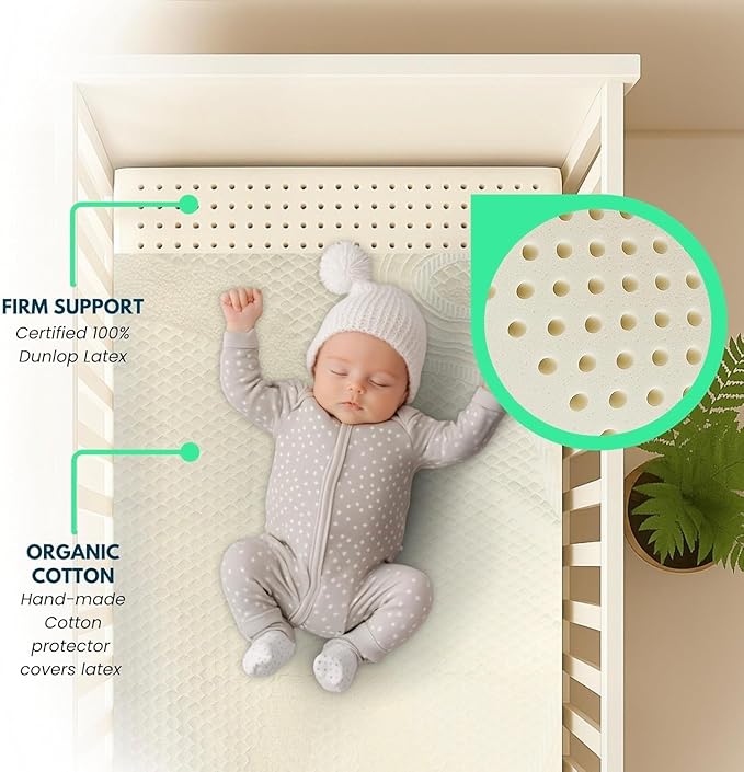 ORGANIC TEXTILES Organic Baby Mattress Topper with Organic Cotton Cover - GOLS/GOTS Certified - Breathable - 3" Cradle (36"x18")