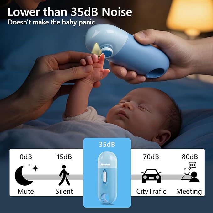 Baby Nail File Electric, 4-in-1 Baby Nail Trimmer Electric with Storage Case & Night Light for Newborn/Infant/Toddler/Kids, Nail Clipper/Scissor Nail Care Set for Toenails and Fingernails